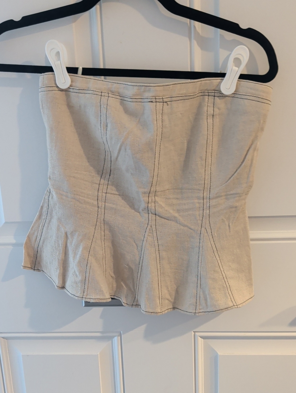 Zara Strapless Linen-Blend Skirt Top - Cream Size Xs